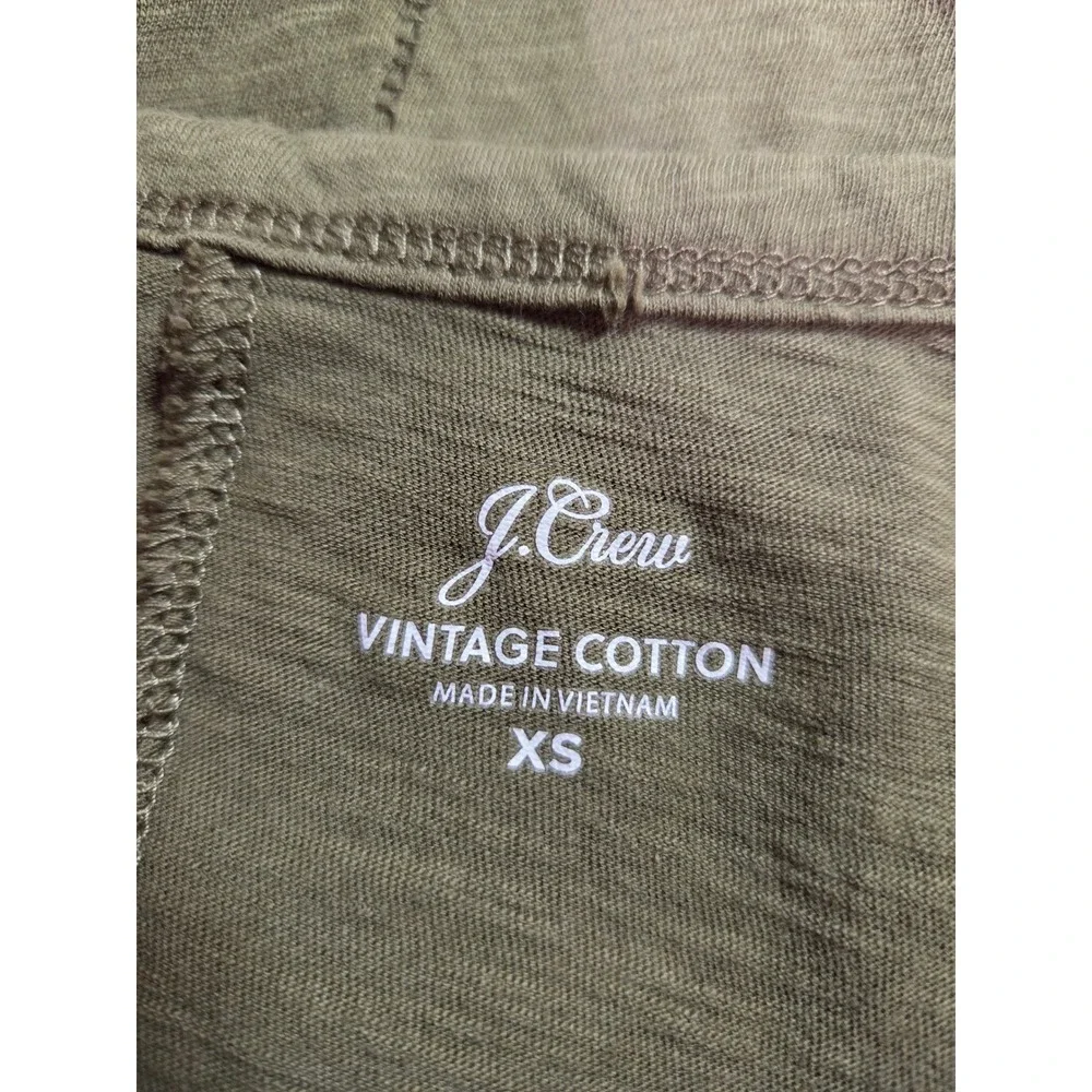 J.Crew Vintage Cotton Tank Top Olive Green Scoop Neck Slub Sleeveless XS